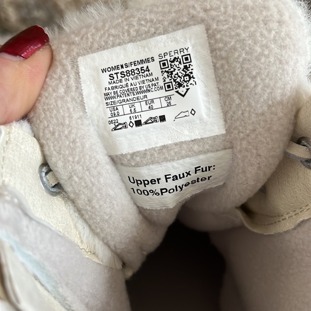 Brand New Sperry Saltwater Faux Fur Ivory Quilt Stitch Duck Boots Waterproof - Picture 13 of 16